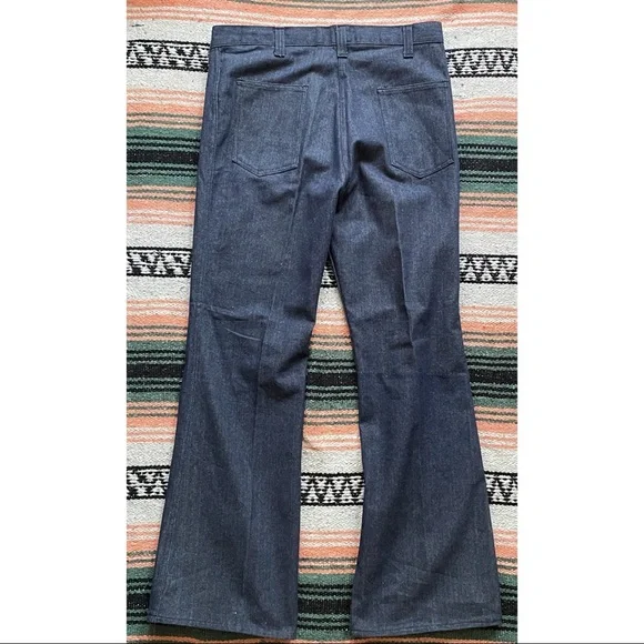 Vintage zayre dark wash 1970s straight with flat denim jeans 36 x 31 - Picture 3 of 5